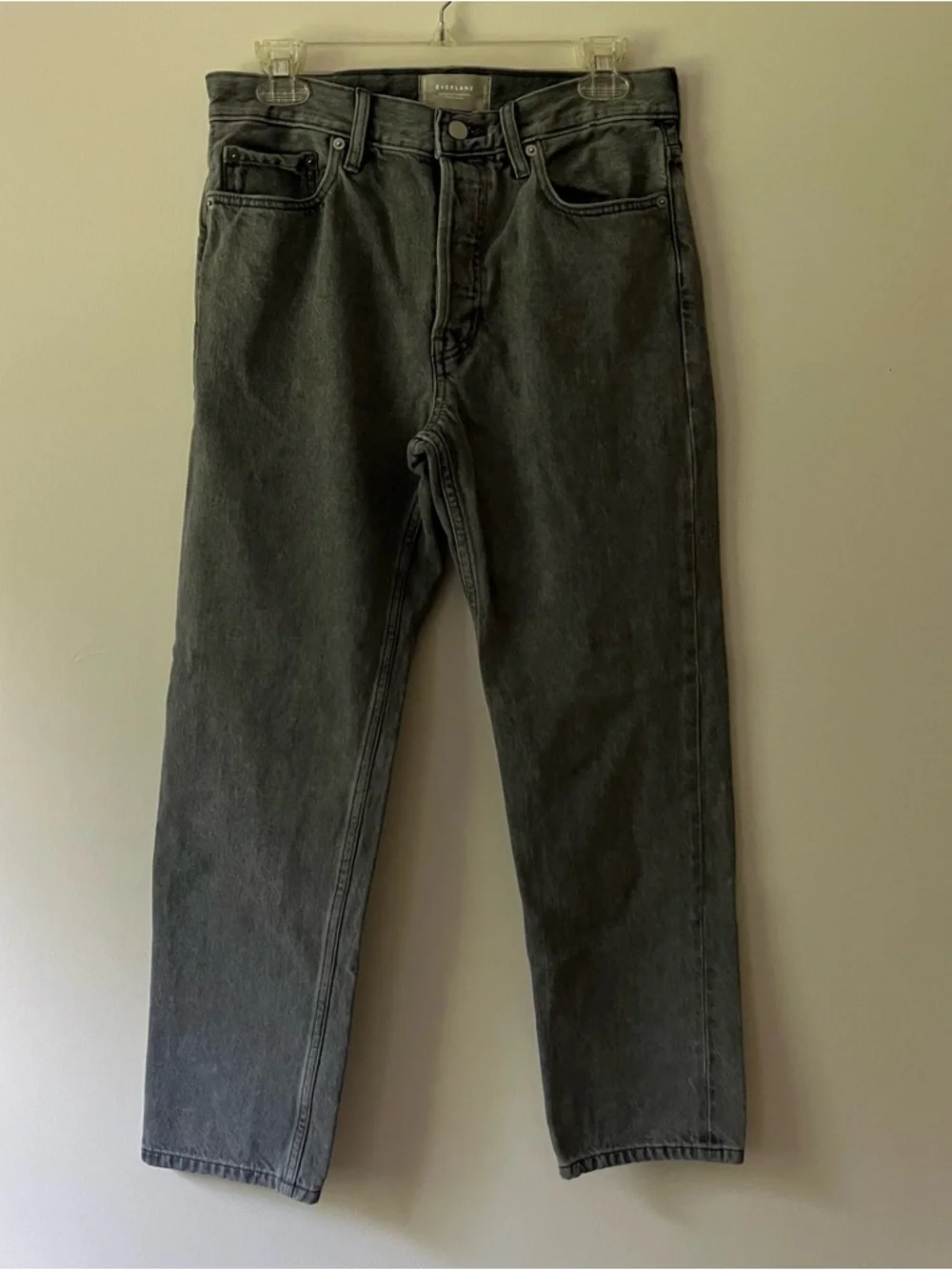 Everlane Relaxed Straight Jean Organic Cotton 26 Grey Classic Button Fly